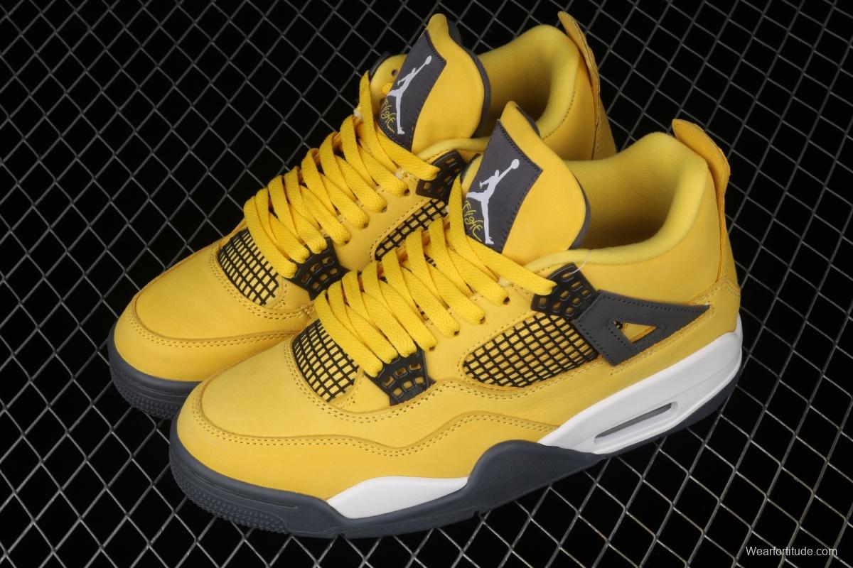 Air Jordan 4 Lightning repeated engraving of white and yellow electric masterbatch basketball shoes CT8527-700