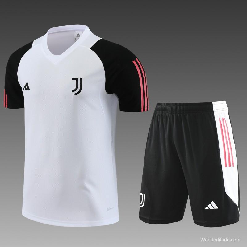 23 24 Juventus White Black Short Sleeve+Shorts